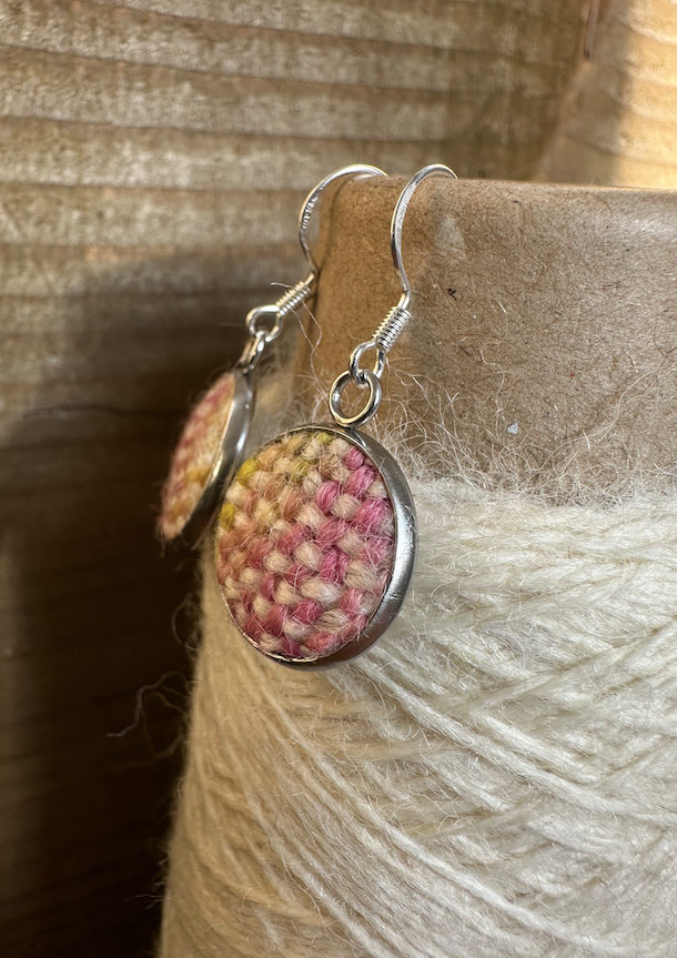 'Painted Magnolia' Handwoven British Wool Small Earrings
