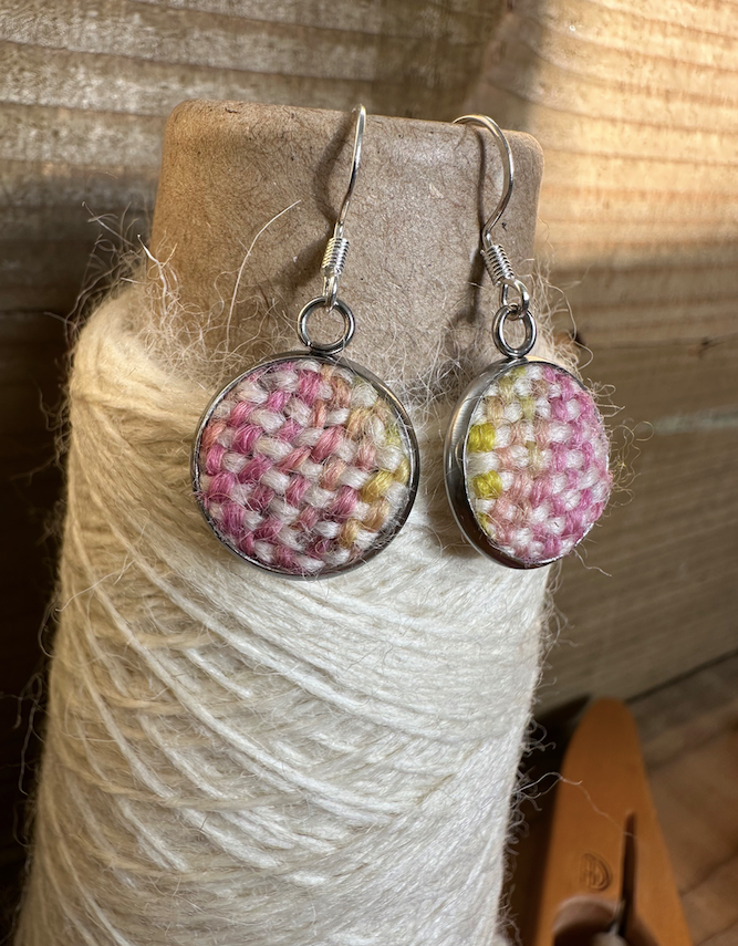 'Painted Magnolia' Handwoven British Wool Small Earrings