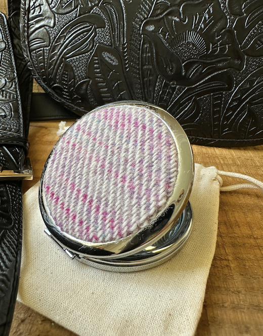 Pink & Purple Painted Twill Pocket Mirror