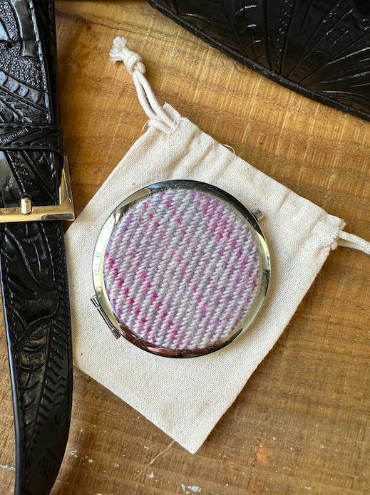 Pink & Purple Painted Twill Pocket Mirror