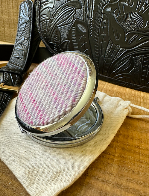 Pink & Purple Painted Twill Pocket Mirror