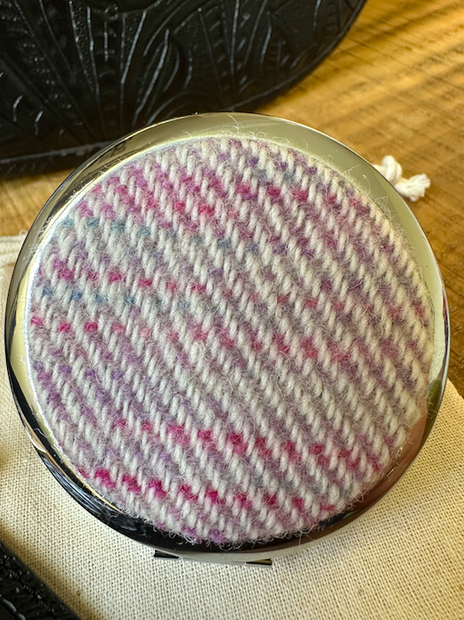 Pink & Purple Painted Twill Pocket Mirror