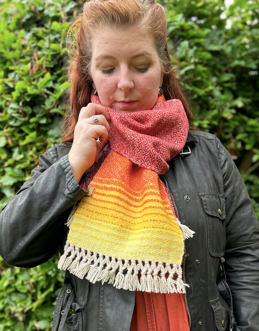 The Yellow to Burgundy Sunset Graduating Scarf