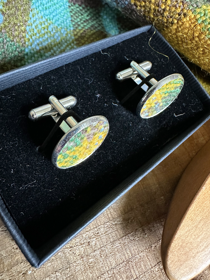 'Spring on the Avenue' Plaid Handwoven British Wool Cufflinks