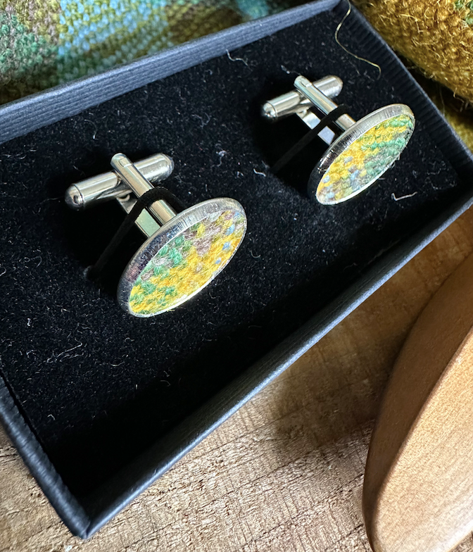 'Spring on the Avenue' Plaid Handwoven British Wool Cufflinks