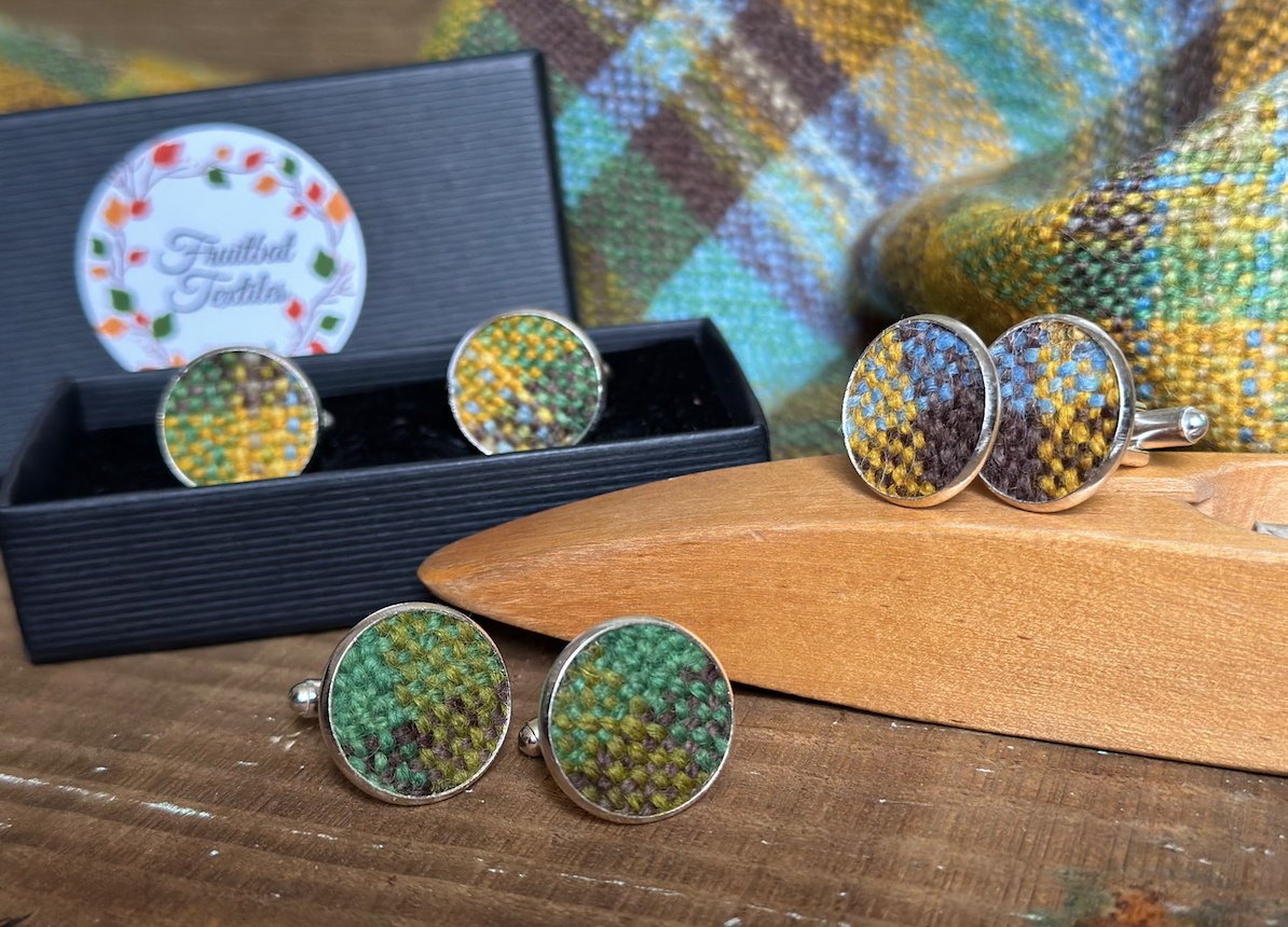 'Spring on the Avenue' Plaid Handwoven British Wool Cufflinks