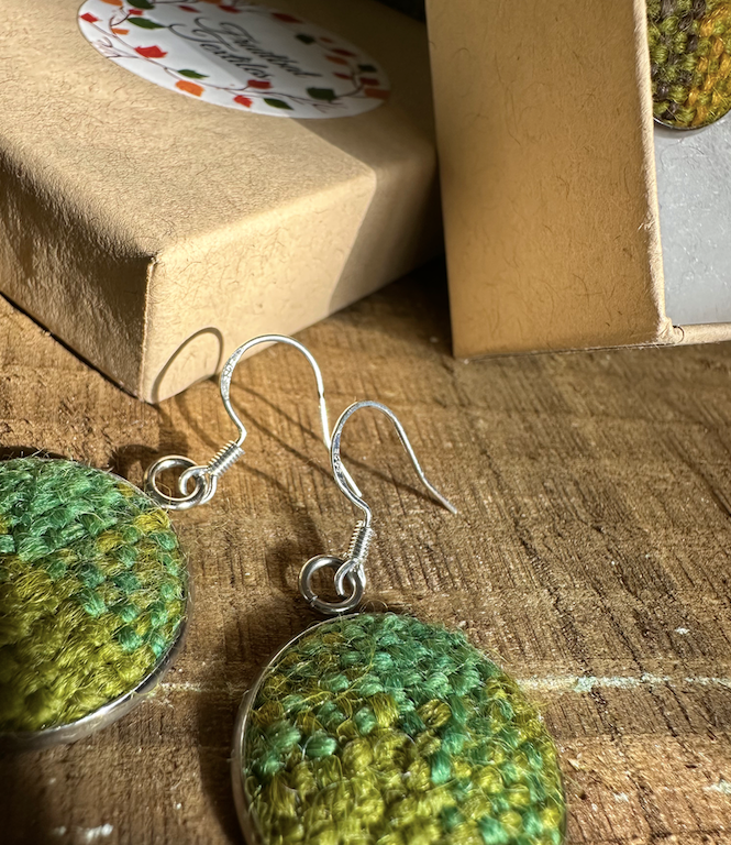 'Spring on the Avenue' Plaid Handwoven British Wool Large Earrings