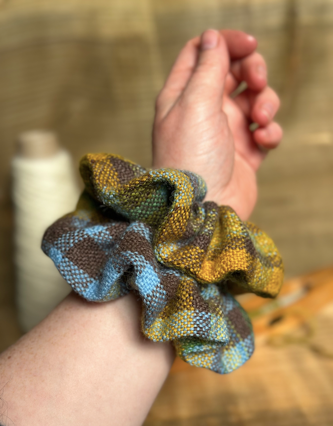 'Spring on the Avenue' Plaid Handwoven British Wool Scrunchies