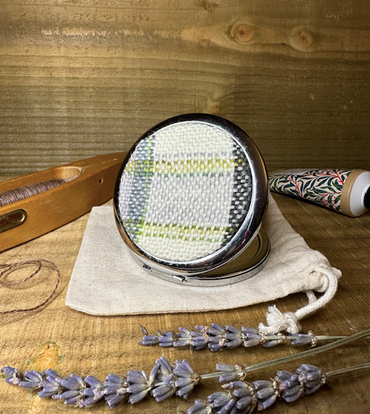 Winter Falls Plaid Handwoven British Wool Pocket Mirror