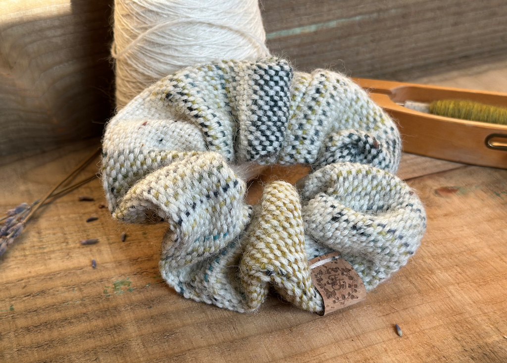 Winter Falls Painted Weft Handwoven British Wool Scrunchie