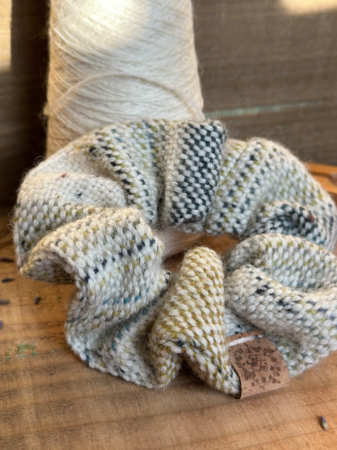 Winter Falls Painted Weft Handwoven British Wool Scrunchie