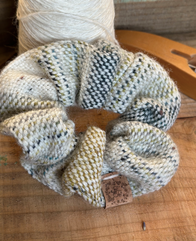 Winter Falls Painted Weft Handwoven British Wool Scrunchie