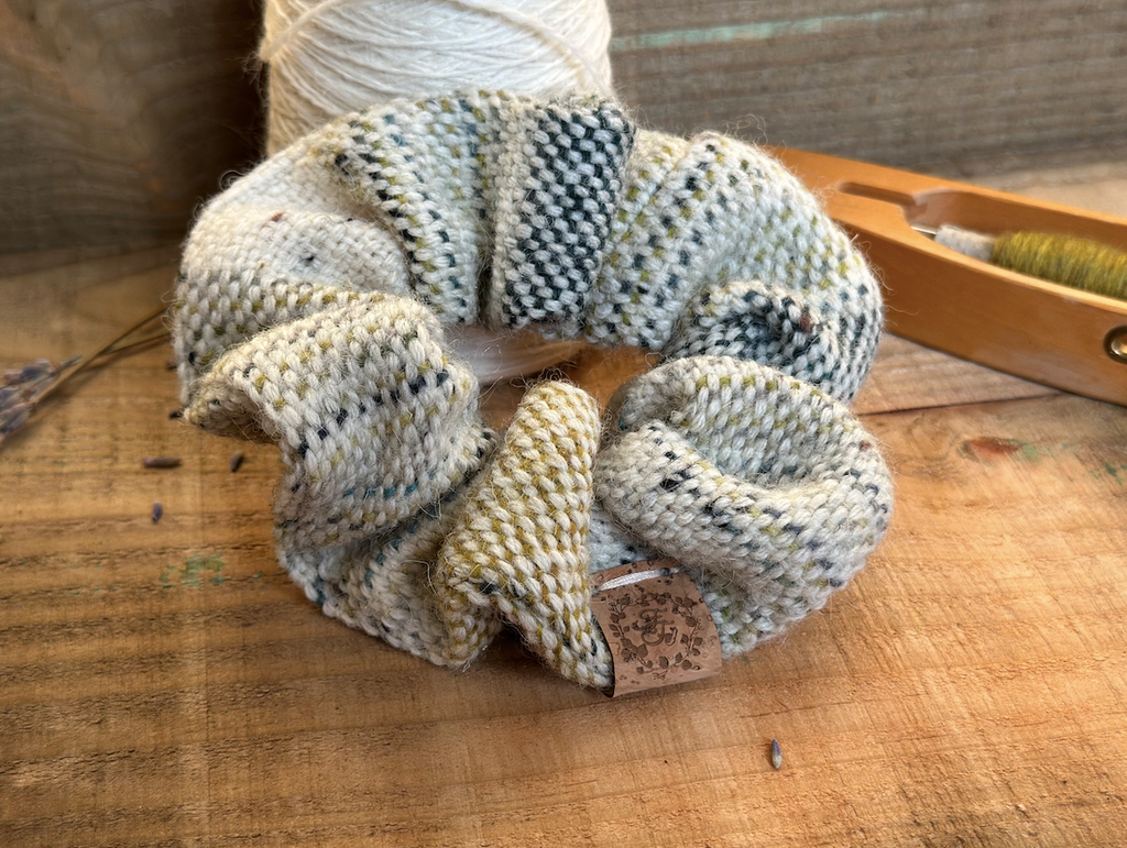 Winter Falls Painted Weft Handwoven British Wool Scrunchie