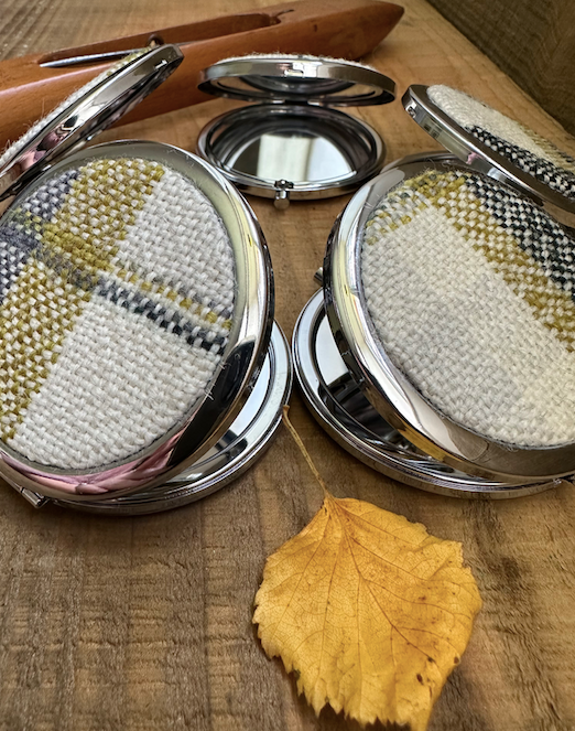 Winter Falls Plaid Handwoven British Wool Pocket Mirror