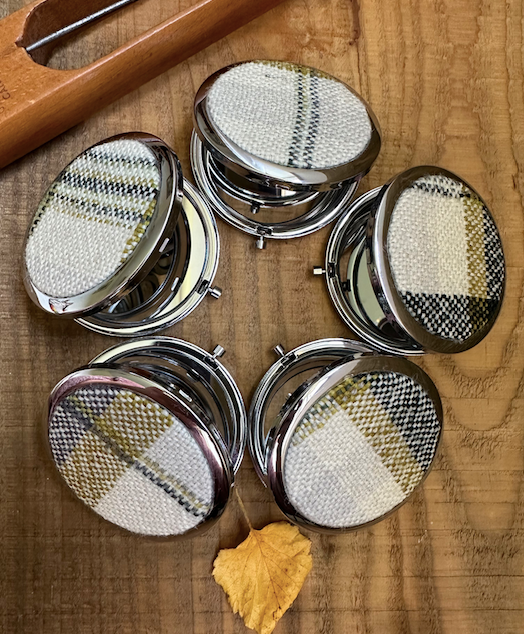 Winter Falls Plaid Handwoven British Wool Pocket Mirror