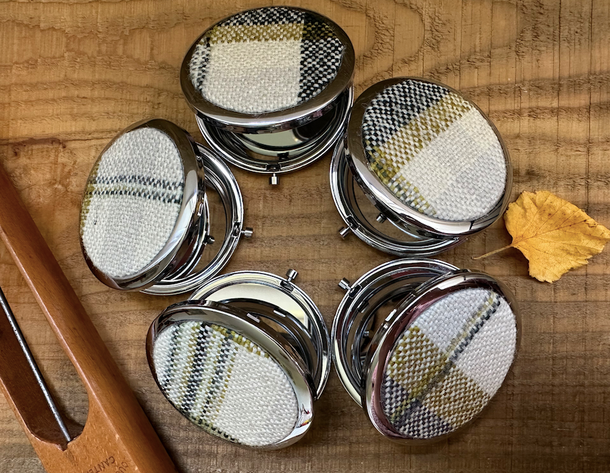 Winter Falls Plaid Handwoven British Wool Pocket Mirror