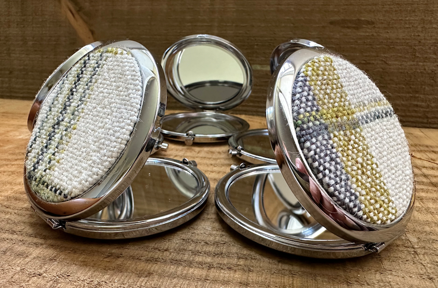 Winter Falls Plaid Handwoven British Wool Pocket Mirror