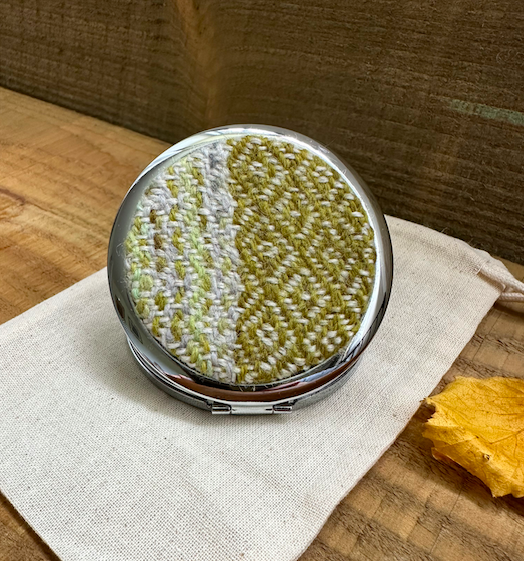 Winter Falls Stripe Handwoven British Wool Pocket Mirror