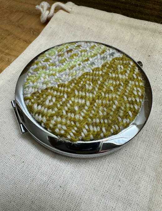 Winter Falls Stripe Handwoven British Wool Pocket Mirror