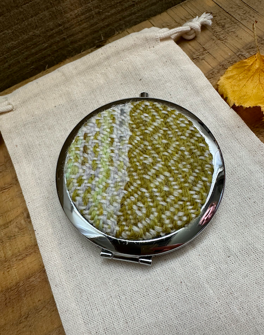 Winter Falls Stripe Handwoven British Wool Pocket Mirror