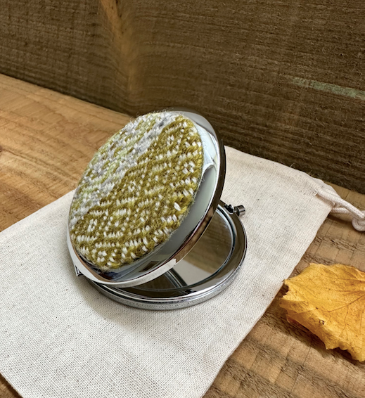 Winter Falls Stripe Handwoven British Wool Pocket Mirror